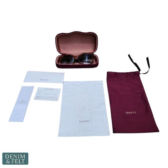 Gucci Oversized Round Sunglasses Brown Gradient with Case & Papers - Picture 11 of 11